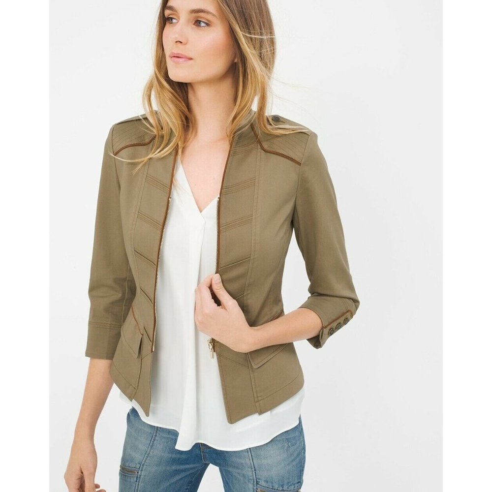 White House Black Market Crop Military Jacket 10